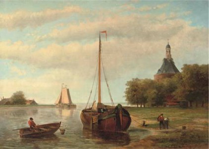 Fishermen near the Dromedaris, Enkhuizen