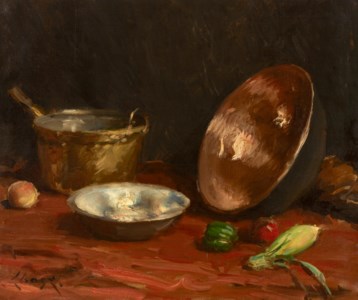 Still Life Pans and Vegetables