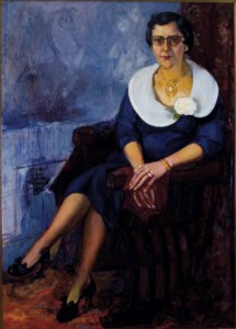 Portrait of a woman in a blue dress