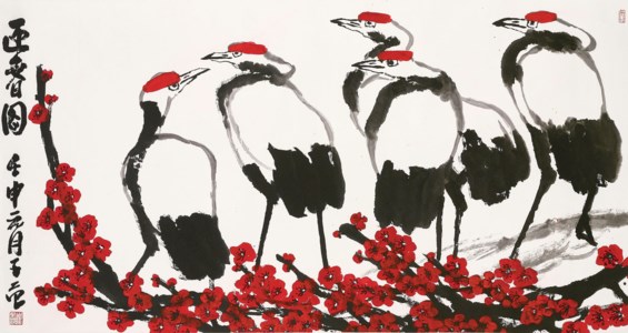Plum blossoms and Cranes