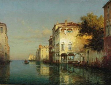 Gondolas on a Canal, Venice
