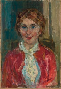 Femme au gilet rouge