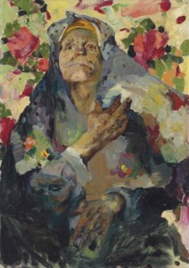 Peasant woman with a coloured shawl