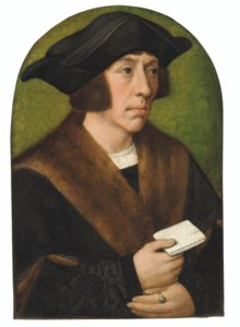 Portrait of a man, traditionally identified as Emperor Ferdinand I, half-length, in a fur-lined overmantle