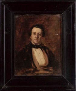 Portrait of a gentleman, small half-length, in a black coat and tie
