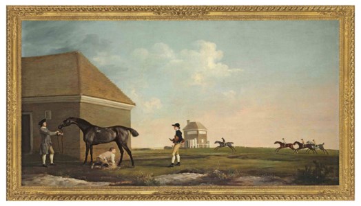 George Stubbs, Gimcrack on Newmarket Heath, with a trainer, a jockey and a stable lad