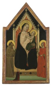 The Madonna and Child enthroned with Saints Francis and Mary Magdalen and a female donor