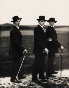Three young farmers on their way to a dance, Westerland, 1914