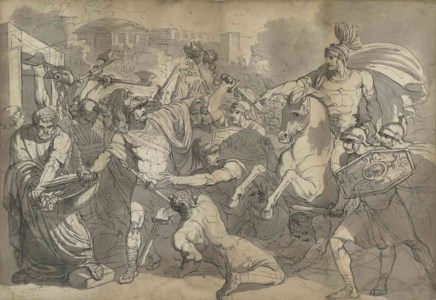 Marcus Furius Camillus liberating Rome from the Gauls ( recto ); A compositional study of the same subject ( verso )