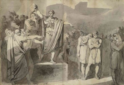 Lucius Junius Brutus condemning to death his sons Titus and Tiberius ( recto ); A compositional study of the same subject ( verso )