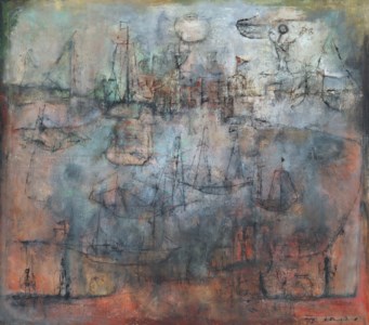 Zao Wou-Ki, Sans titre (Bateaux au claire de la lune) (Untitled (Ships in the Moonlight)