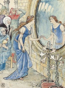 Five illustrations for Arthur Kelly's The Rosebud and Other Tales - 'The Mirror' (one illustrated)