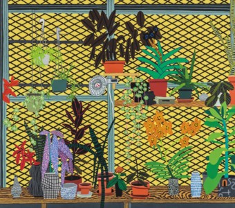 Jonas Wood, Yellow Still Life with Grating