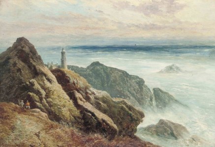 Figures on a rocky coastline