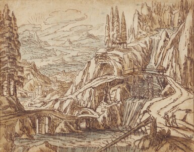 Mountainous landscape with bridges