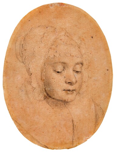 Study of child wearing a scallop-edged cap