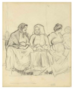 Three seated women and a child