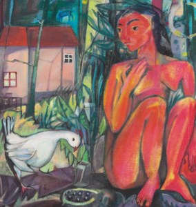 Mädchen mit Huhn