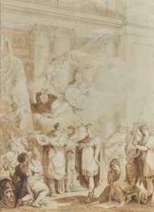 Télémaque guidé par Catherine II sous les traits de Minerve vers Salenta pour rendre hommage aux Arts en l'honneur du voyage à Paris du Grand Duc Paul Petrovitch sous le pseudonyme de Comte du Nord en juin 1782