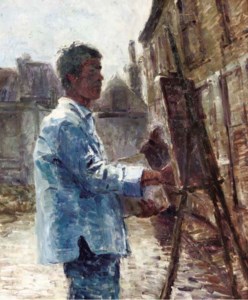 Hans Barends schildert op straat