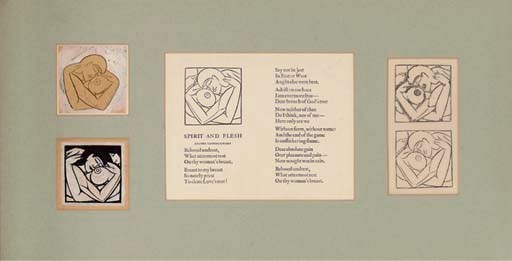 Four working drawings and woodcuts for Spirit and Flesh