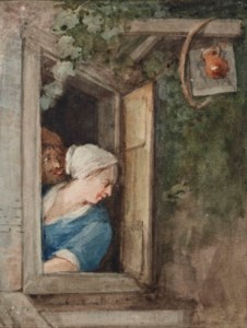 A man and a woman at the window of a tavern, after Jan Steen