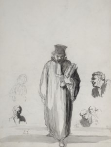 Le Juge (avec quelques croquis de têtes des deux côtés) ( recto ) ; Deux personnages dans un paysage ( verso )