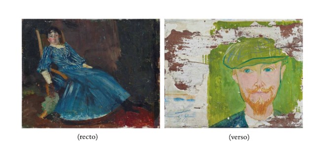 Rosa Amiet im Liegestuhl, 1889 (Schwester des Künstlers) (verso: Bildnis Giovanni Giacometti, 1897)