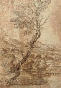 An extensive landscape with a tree ( recto ); A landscape with a fortified town ( verso )