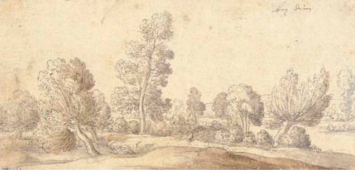 A landscape near Düren with pollarded willows by a stream