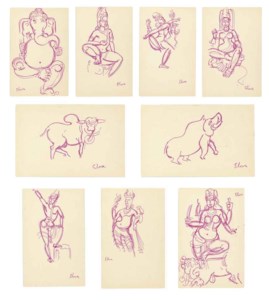 Shiva Dancing; Vishnu; Kartikyea; Ganesha; Baraha; Godden Durga; Untitled