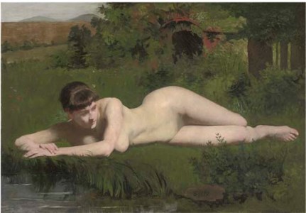 Reclining nude on the riverbank