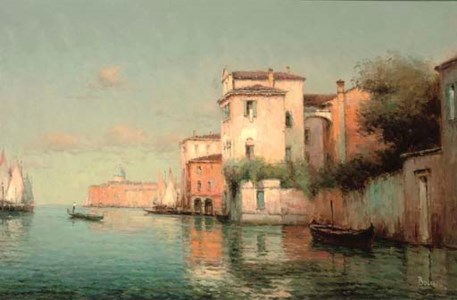 A gondolier on a Venetian backwater