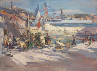 Café in a French port