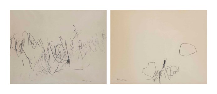 (i) Untitled signed and dated 'Armando '56' (lower right) pencil on paper 49 x 63 cm. Executed in 1956 (ii) Untitled signed and dated 'Armando 57' (lower left) pencil on paper 50 x 64 cm. Executed in 1957