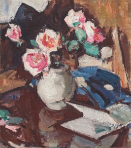 Pink Roses in a Vase ( recto ); Still Life with Wine Glass and Fruit ( verso )