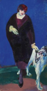 The artist's wife with Afghan hound (Babs and dog)