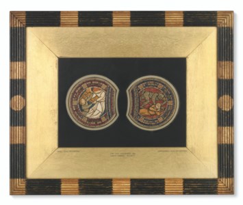 Designs for stained glass: The Last Judgement: Saved soul ascending; and Condemned soul descending