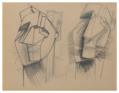 Deux têtes aux angles durs ( recto ) ; Tête ( verso )