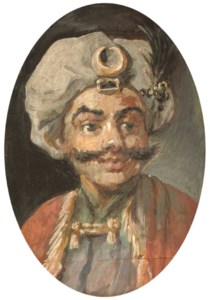 A Turk's head: Mr Henry Mossop in the guise of Bajazet from Nicholas Rose's play Tamerlane