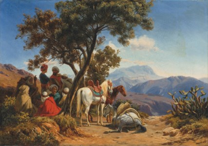 Arab horseman in the mountains