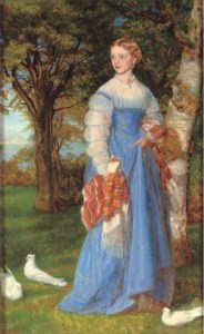 Portrait of Mrs Louisa Jenner, full-length, in a blue dress against an Edinburgh landscape