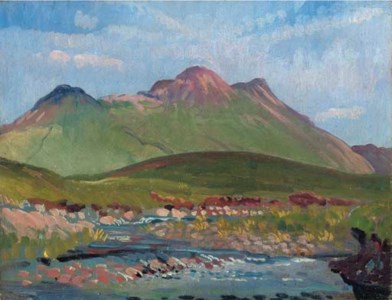 Mountain with small meandering stream