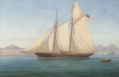 Lord Suffield's yacht Flower of Yarrow in the Bay of Naples