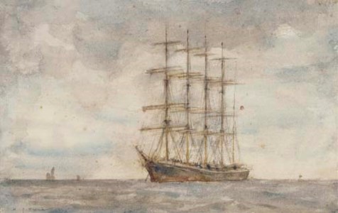 A windjammer lying at anchor