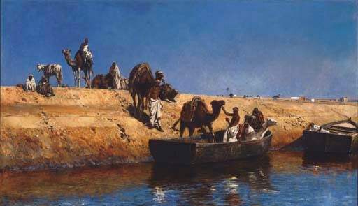 Edwin Lord Weeks, Un embarquement de chameaux sur la plage de Salé, Maroc