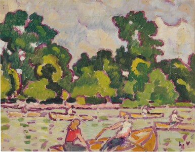 Barques et rameurs au bois de Boulogne