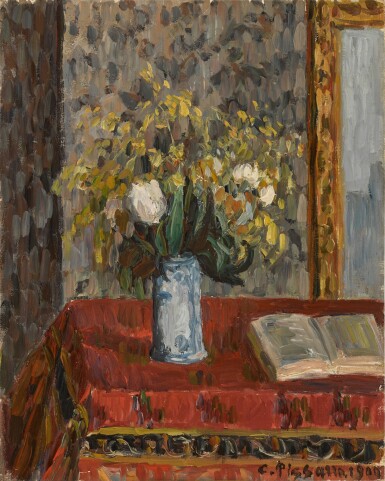 Vase de fleurs, tulipes et genêts