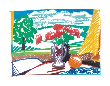 Tom Wesselman, Country Still Life with Yellow Curtain