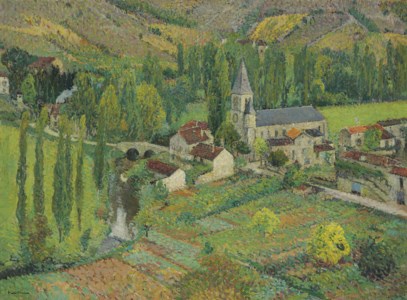Henri Martin, L'Eglise, l'école et le pont de Labastide-du-Vert